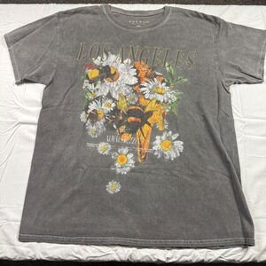 PacSun Los Angeles Graphic T Shirt Mens Size Medium Gray Bee Floral Print
